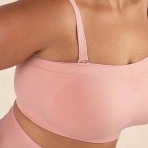 Truekind Convertible Strapless Bandeau Bra Womens 2XL Rose Tan Stretch Wireless